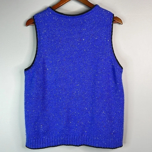 NORTHERN REFLECTIONS 90’s Vibe Sapphire Knit Embroidered Wool Sweater Vest L - Picture 6 of 10